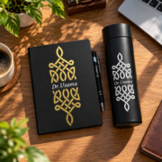 Collection - نوتبوك وقلم و ترمس زخرفة بإسم خاص