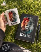 Collection - نوتبوك وقلم و مج سيراميك زخرفة بأسم كريم