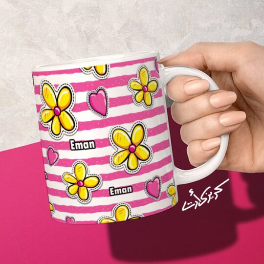 Ceramic regular mug - مج سيراميك مزخرف بأسم إيمان