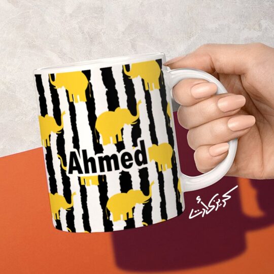 Ceramic regular mug - مج سيراميك مزخرف بأسم أحمد